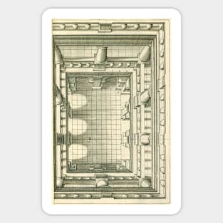 Vintage Architecture, Atrium Courtyard Perspective by Henricus Hondius Sticker